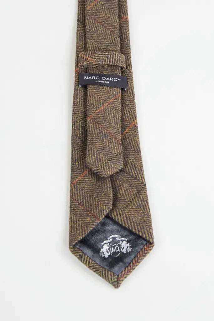 Stropdas Marc Darcy Tan Multi Tonal Check Print Tweed -