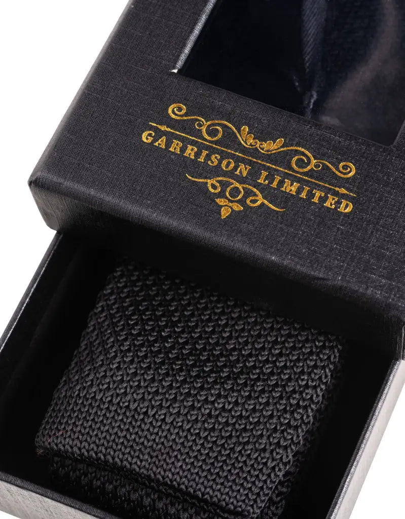 Stropdas zwart gebreid - Garrison Limited Black - stropdas